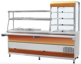 Прилавок-витрина (витрина справа) Abat ПВХМ-70КМУ красное золото (210000002763)